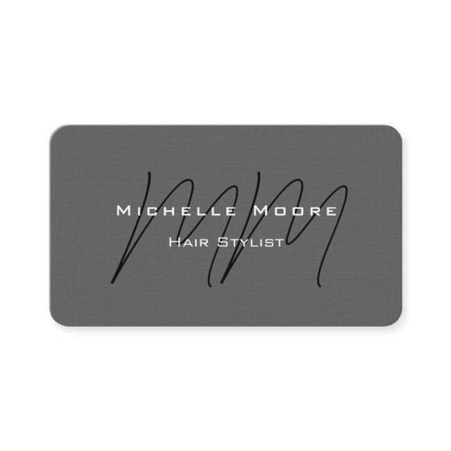 Two Sided Monogrammed Black Grey Calligraphy Linen