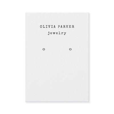 Typewriter Text on White | Earring Display Card