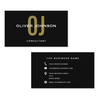 Typography Monogram Name Initials Black White Gold