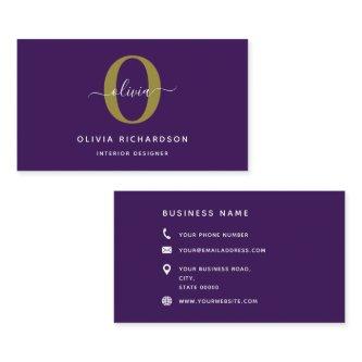 Typography Monogram Script Name Purple White Gold