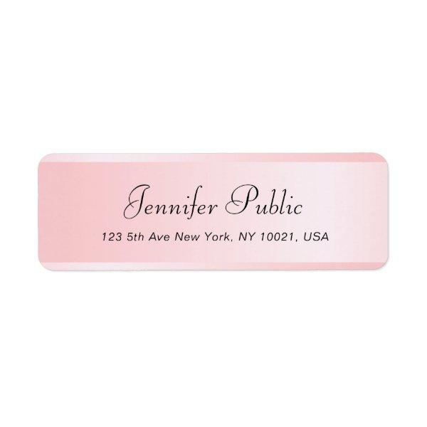 Typography Rose Gold Template Return Address Label