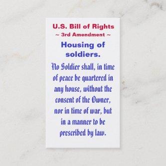 U.S. Bill of Rights, ~ Third (3rd) Amendment ~