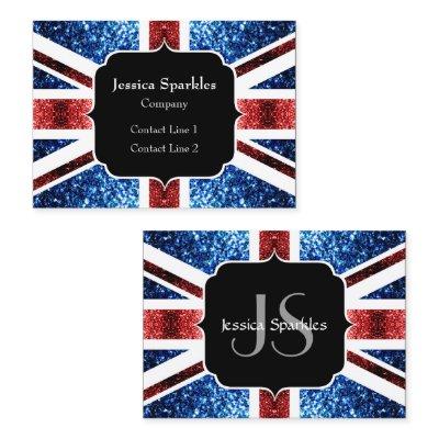 UK flag red and blue sparkles glitters Monogram