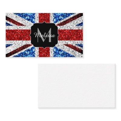 UK flag red blue white sparkles glitters Monogram