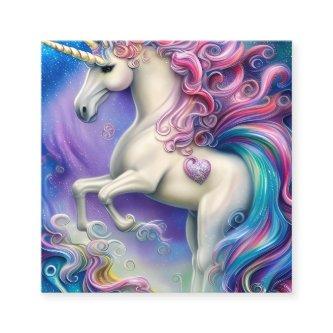 Ultra Detailed Cute Whimsical Fairytale Unicorn Ho Square