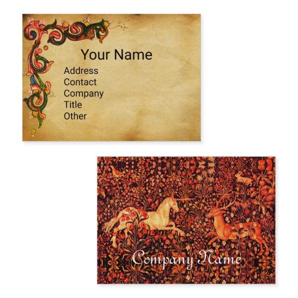 UNICORN AND DEER,ANIMALS Red Floral Parchment