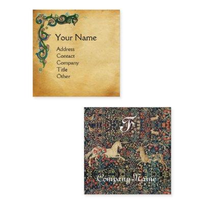 UNICORN AND DEER,FLOWERS,FOREST ANIMALS  Parchment Square