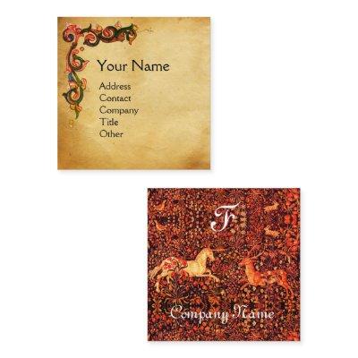 UNICORN AND DEER,RED FLOWERS,WILD ANIMAL Parchment Square