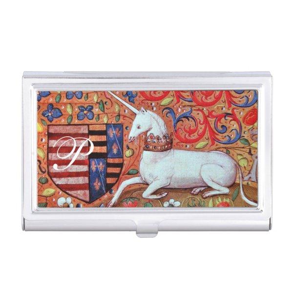 UNICORN AND FANTASY FLOWERS,FLORAL MOTIFS MONOGRAM CASE FOR
