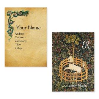 UNICORN /Antique Floral Brown Parchment Monogram