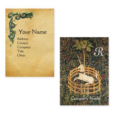 UNICORN /Antique Floral Brown Parchment Monogram