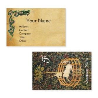UNICORN /Antique Floral Brown Parchment Monogram