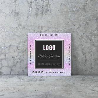 Unicorn Glitter Add Your Logo QR Code Social Media Square