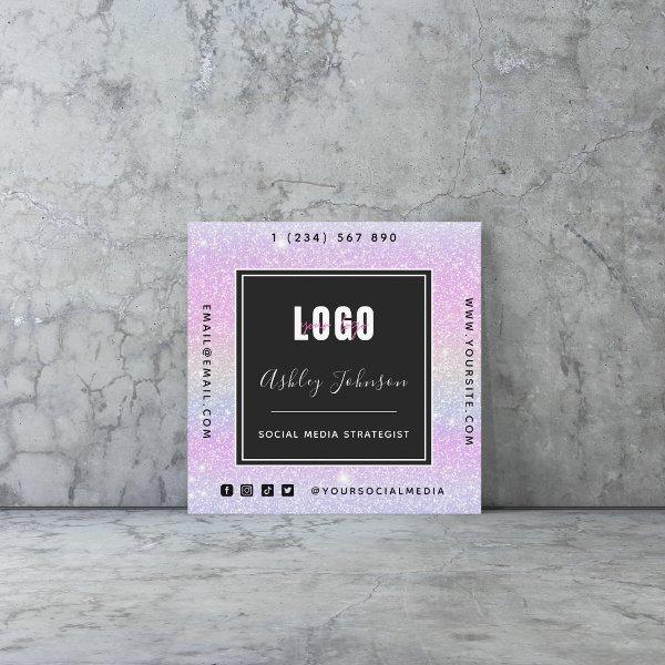 Unicorn Glitter Add Your Logo QR Code Social Media Square