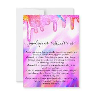 Unicorn Holographic Glitter Drip Jewelry Care Card