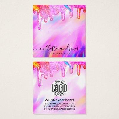 Unicorn Holographic Glitter Drips Earring Logo