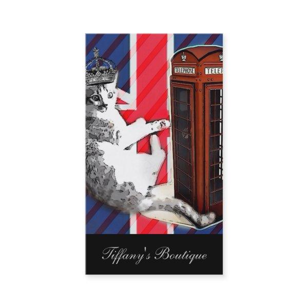 union jack flag telephone booth crown kitty cat