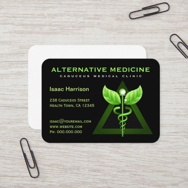 Unique Alternative Medicine Green Caduceus Black