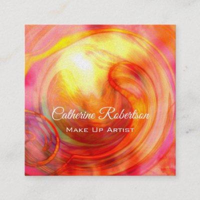Unique Beautiful Orange Pink Red  Abstract Art Square