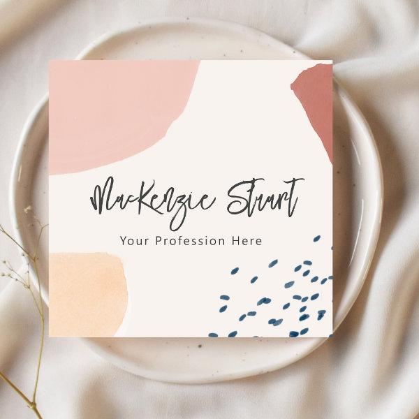 Unique Earthy Modern Abstract Painted Blush  Square