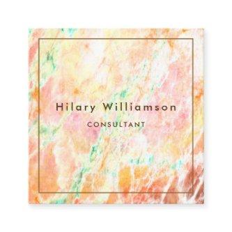 Unique Elegant Marble Stone Orange Teal Pink Square