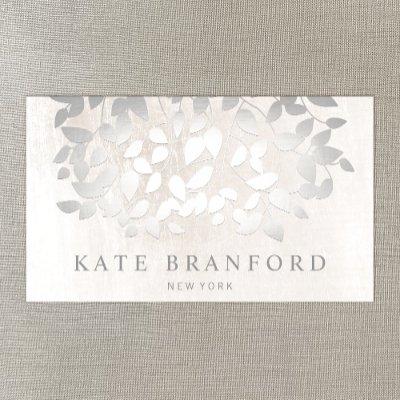 Unique Elegant Silver Leaves On White Marble