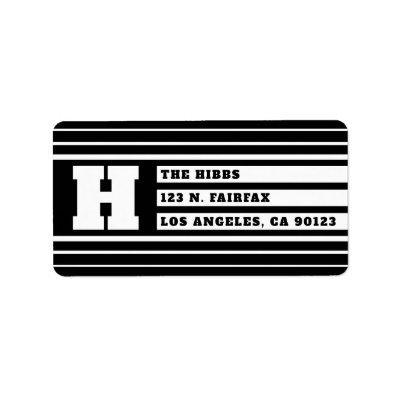Unique Geometric Stripes | Black & White Address Label