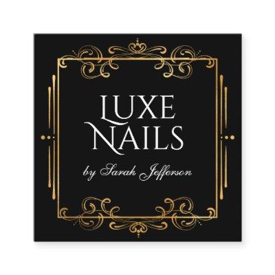 Unique Gold Foil Flourish Swirls Luxurious Black   Square