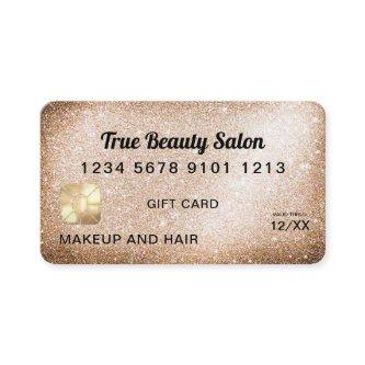 Unique Gold Glitter Credit Card Gift Certificate