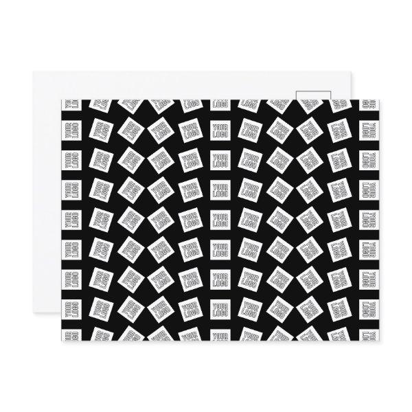 Unique Logo or Image Pattern | Black (editable) Postcard