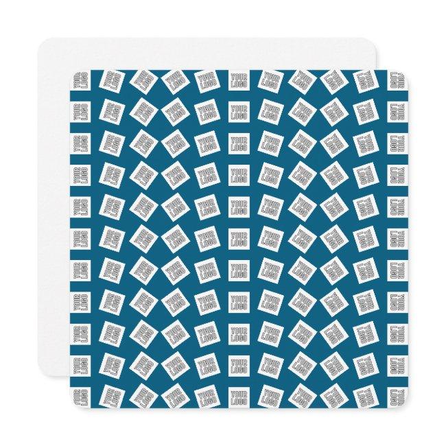 Unique Logo or Image Pattern | Blue (editable) Note Card