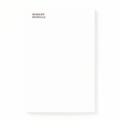 Unique Modern Black White Your Name Minimalist Post-it Notes