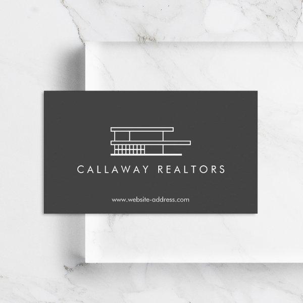 Unique Modern Home Logo on Dark Gray Real Estate