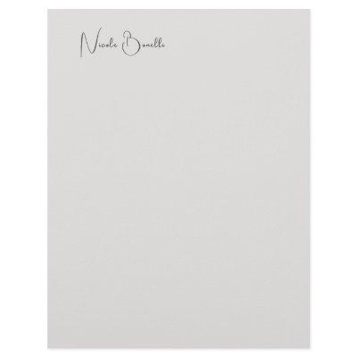 Unique Modern Platinum Grey Minimalist Caligraphy Letterhead