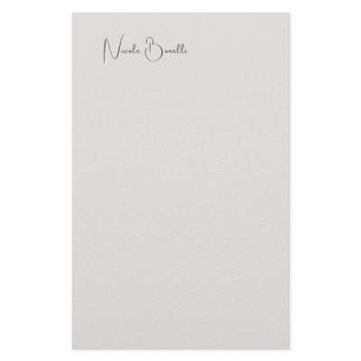 Unique Modern Platinum Grey Minimalist Caligraphy Stationery