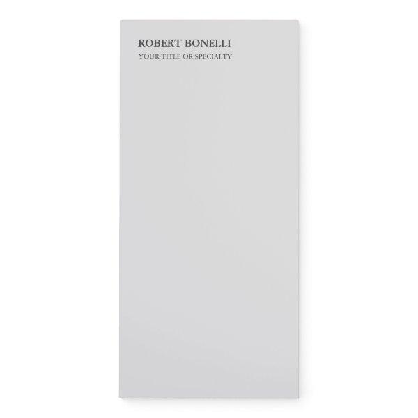Unique Modern Platinum Grey Stylish Minimalist Magnetic Notepad