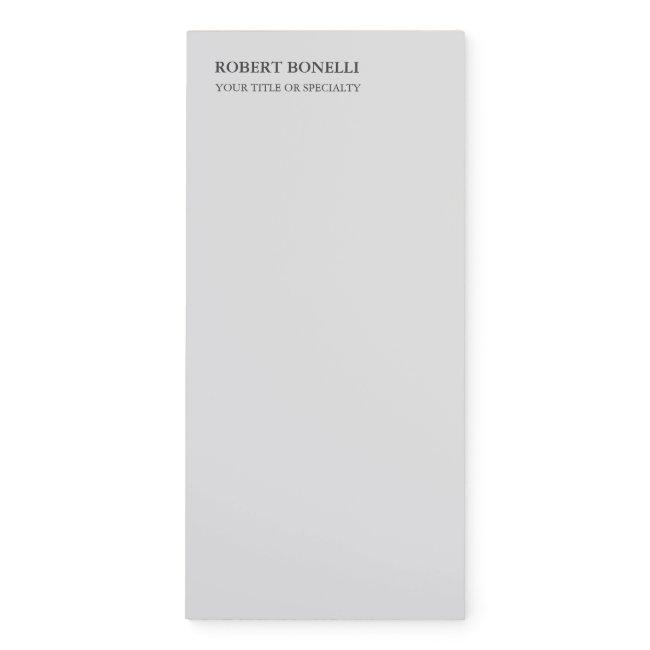 Unique Modern Platinum Grey Stylish Minimalist Magnetic Notepad