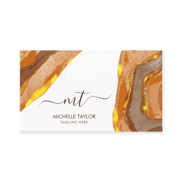 Unique Monogram Abstract Boho Terracotta Gold