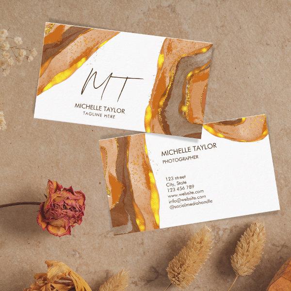 Unique Monogram Abstract Boho Terracotta Gold