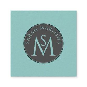 Unique Monogram Blue Green Calling Card