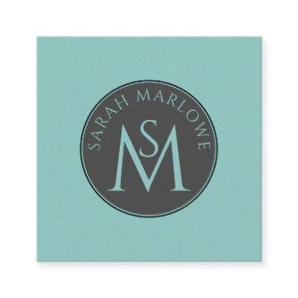 Unique Monogram Blue Green Calling Card