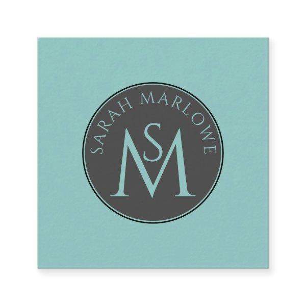 Unique Monogram Blue Green Calling Card