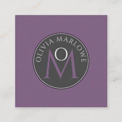 Unique Monogram Dusty Violet Calling Card