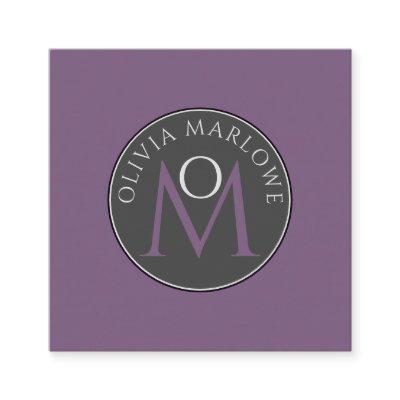 Unique Monogram Dusty Violet Calling Card