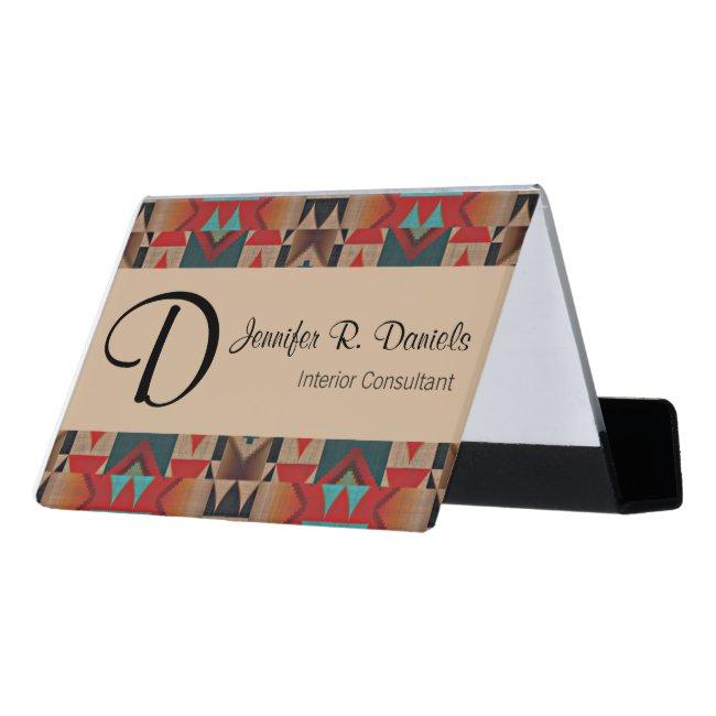Unique Native American Indian Tribe Mosaic Pattern Desk  Holder