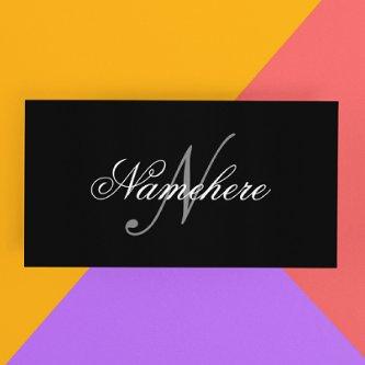 Unique Personalized Black and White Name Monogram Discount Card