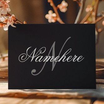 Unique Personalized Black and White Name Monogram Holiday Postcard