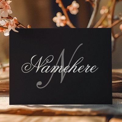 Unique Personalized Black and White Name Monogram Holiday Postcard