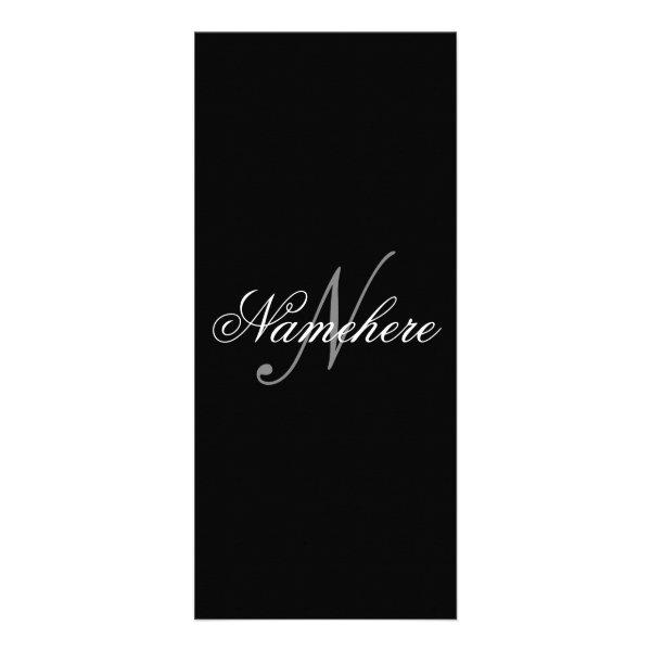 Unique Personalized Black and White Name Monogram Rack Card