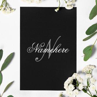 Unique Personalized Black and White Name Monogram Stationery